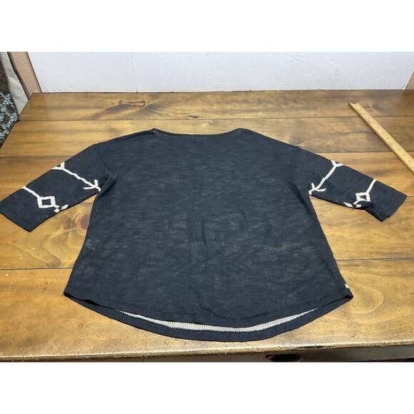 J Jill Linen Tribal Print Blouse Shirt Size Small Petite - Picture 7 of 7